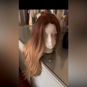 Hair wig 100% natural-blonde dark reddish brown effect color, NEW